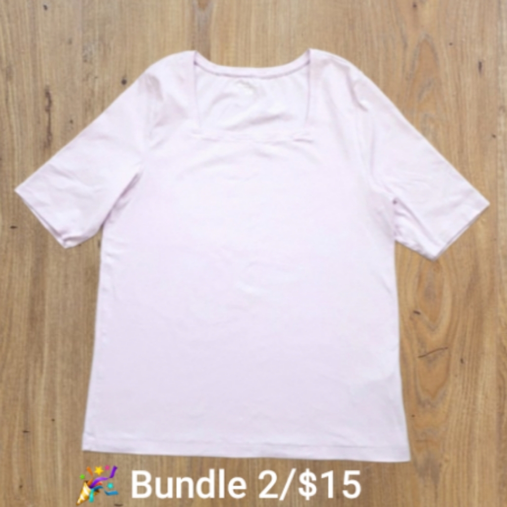 Amazon Slim-Fit Half Sleeve Square Neck T-Shirt - Light Pink Tee Size XXL